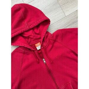 Vintage 90s Y2K Nike Swoosh Red Full Zip Hoodie Sweater Jacket Women Adult Small